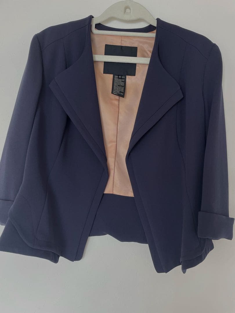 【美品】ダブスタ ワンピースセットスーツ フォーマル 濃紺 ネイビー