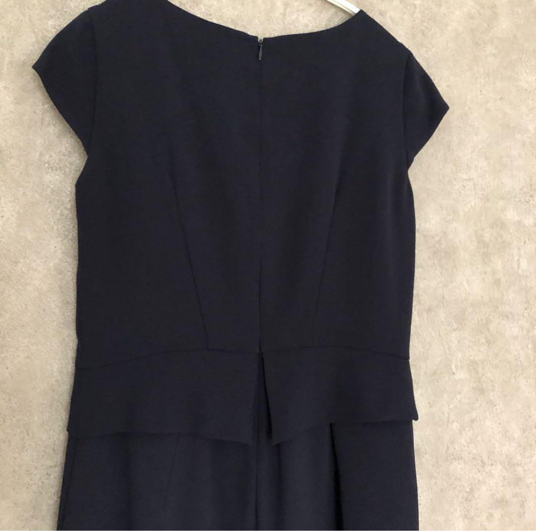 【美品】ダブスタ ワンピースセットスーツ フォーマル 濃紺 ネイビー
