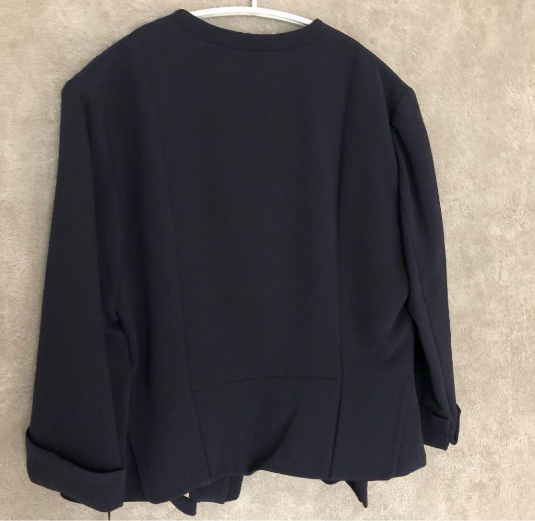 【美品】ダブスタ ワンピースセットスーツ フォーマル 濃紺 ネイビー