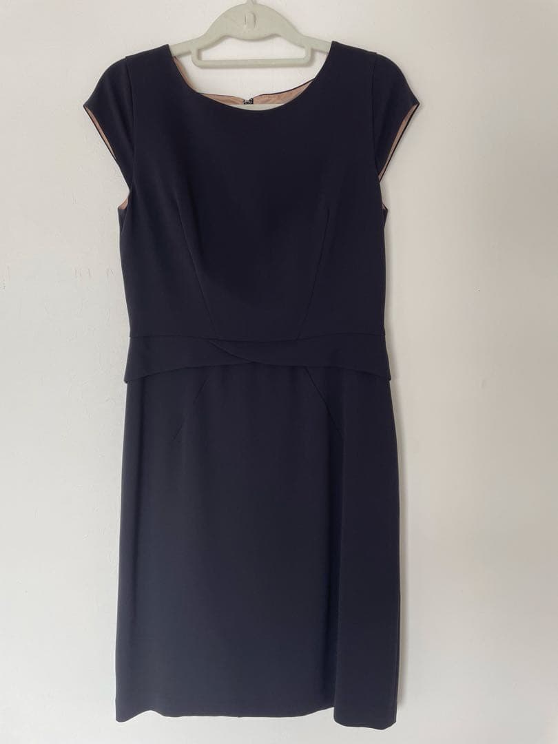 【美品】ダブスタ ワンピースセットスーツ フォーマル 濃紺 ネイビー