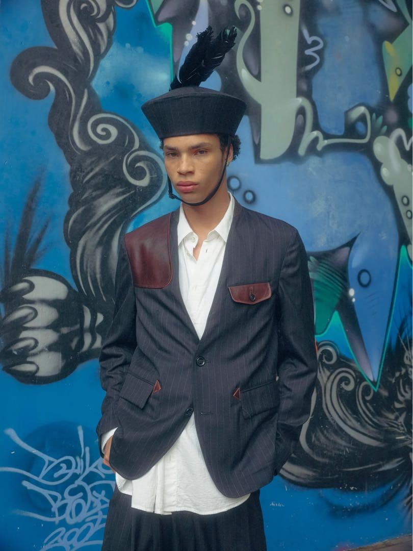 【KHOKI】26ss Leather-Patch No-Collar JKT