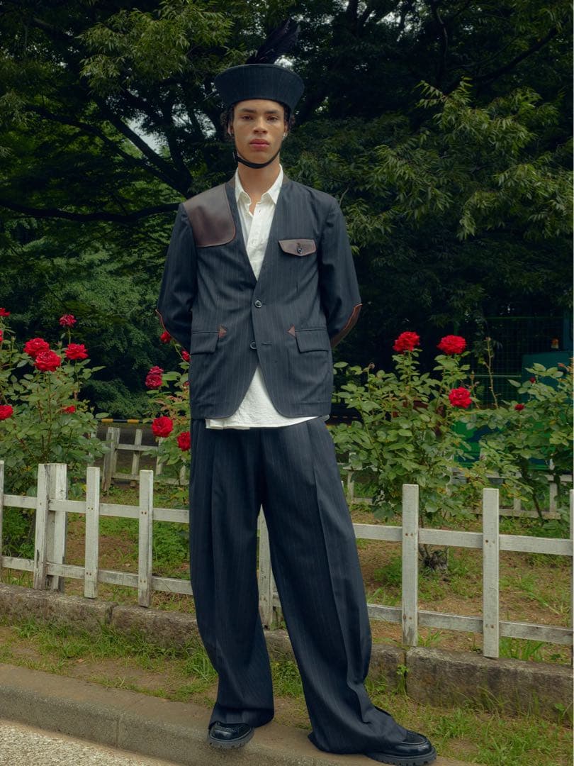 【KHOKI】26ss Leather-Patch No-Collar JKT