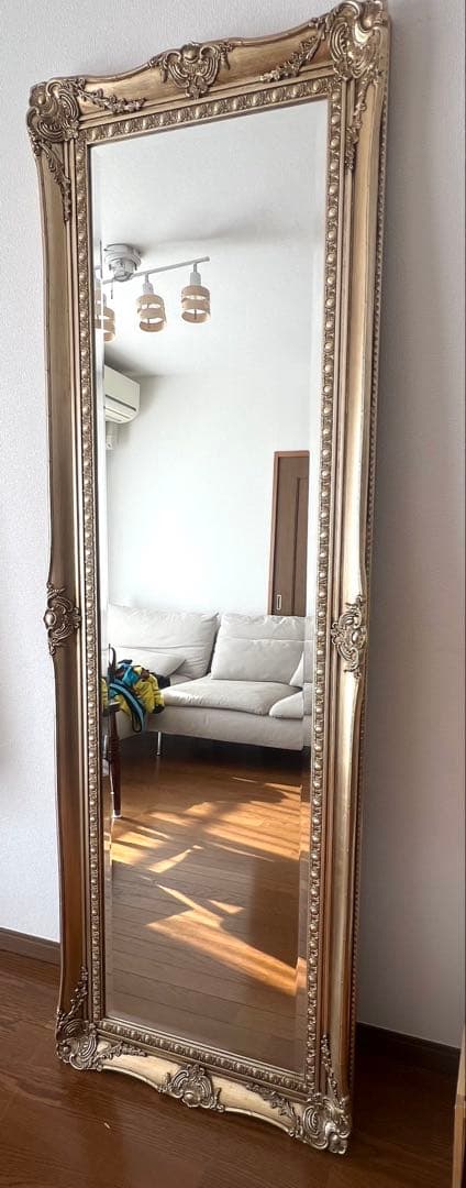 B-company アンティーク調　姿見鏡　ゴールド