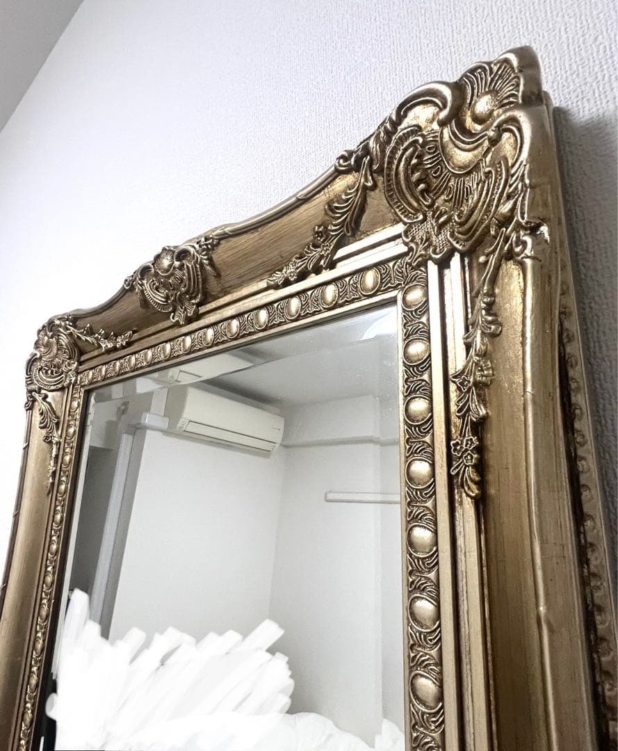 B-company アンティーク調　姿見鏡　ゴールド