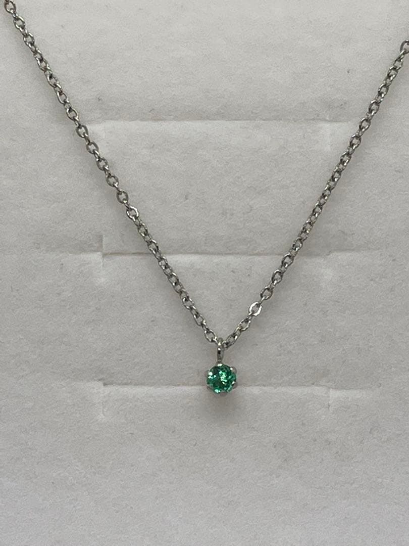 希少！天然 エメラルド 一粒 プラチナ PT900 ネックレス ペンダント