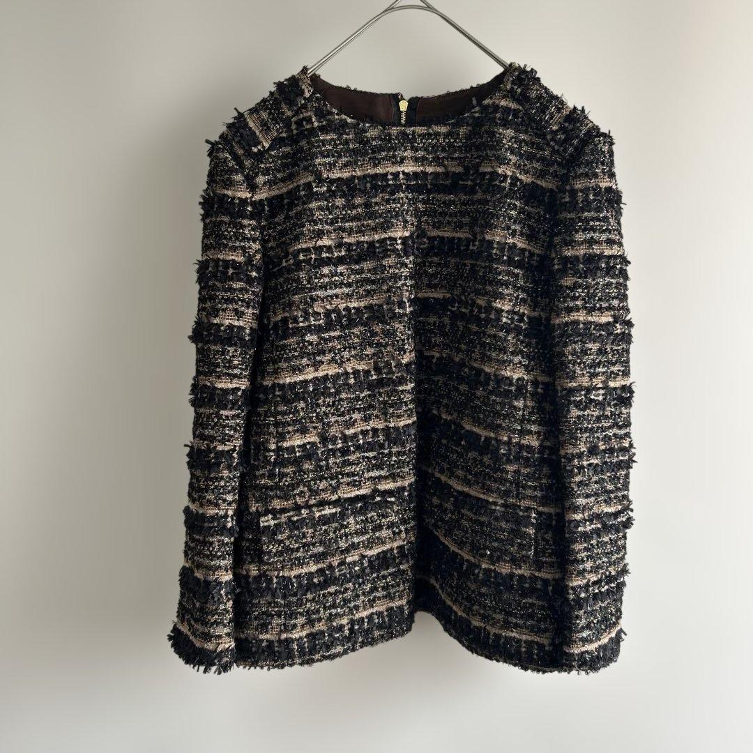 美品　ドゥロワー　ツイード　バックジップブプルオーバー