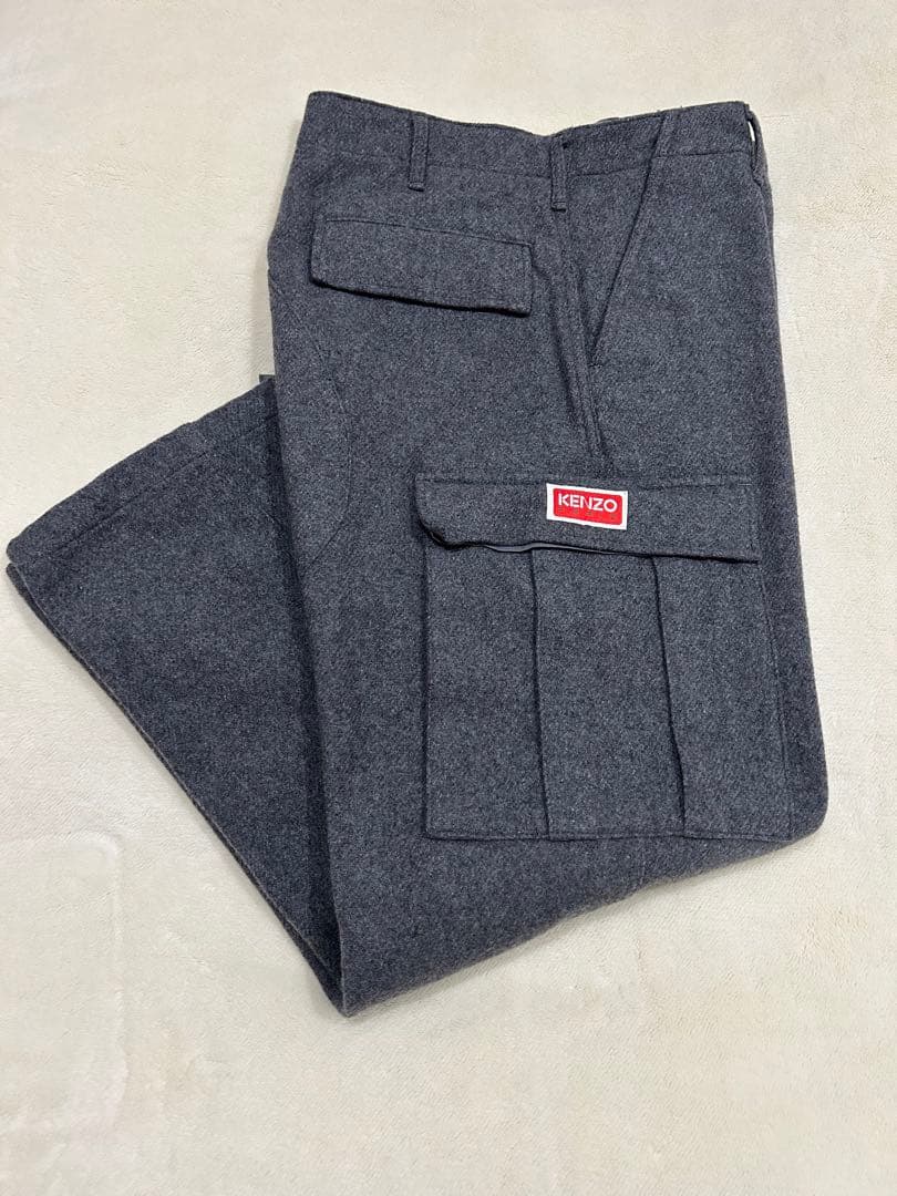KENZO NIGO ウール混紡 カーゴパンツ グレー
