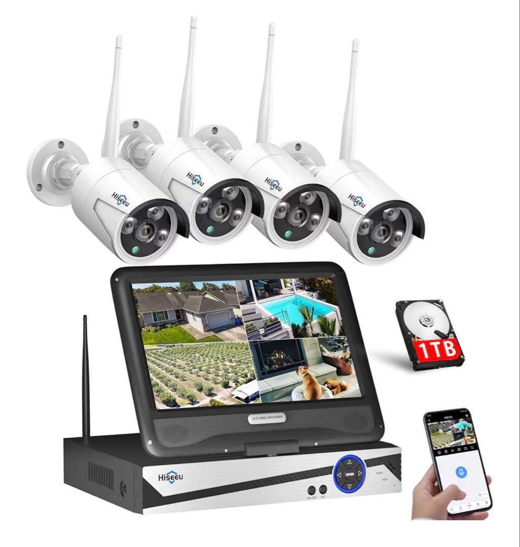 Hiseeu ワイヤレスセキュリティカメラ4台500万画素　1TB