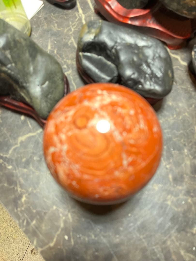 佐渡赤玉石、11センチ赤玉石球体、鑑賞石 パワーストーン、水石、日本三大銘石