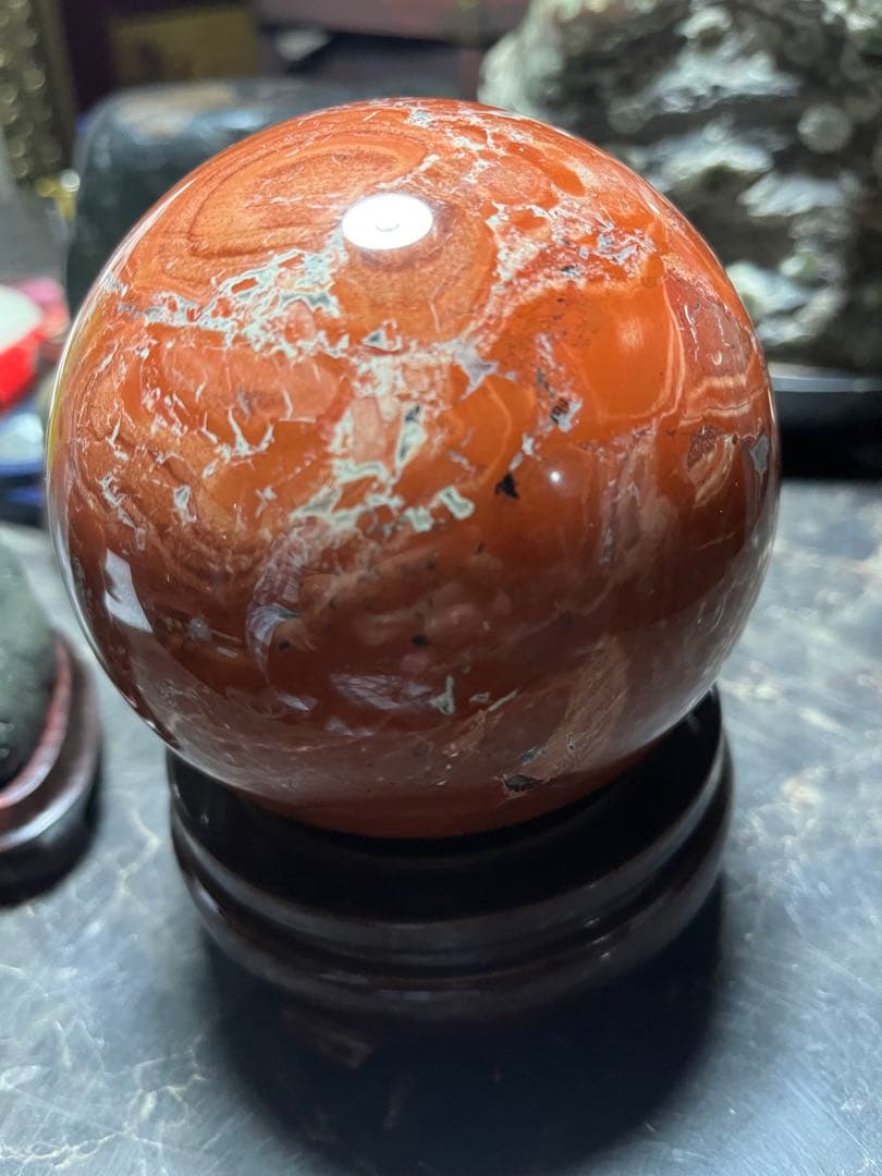 佐渡赤玉石、11センチ赤玉石球体、鑑賞石 パワーストーン、水石、日本三大銘石