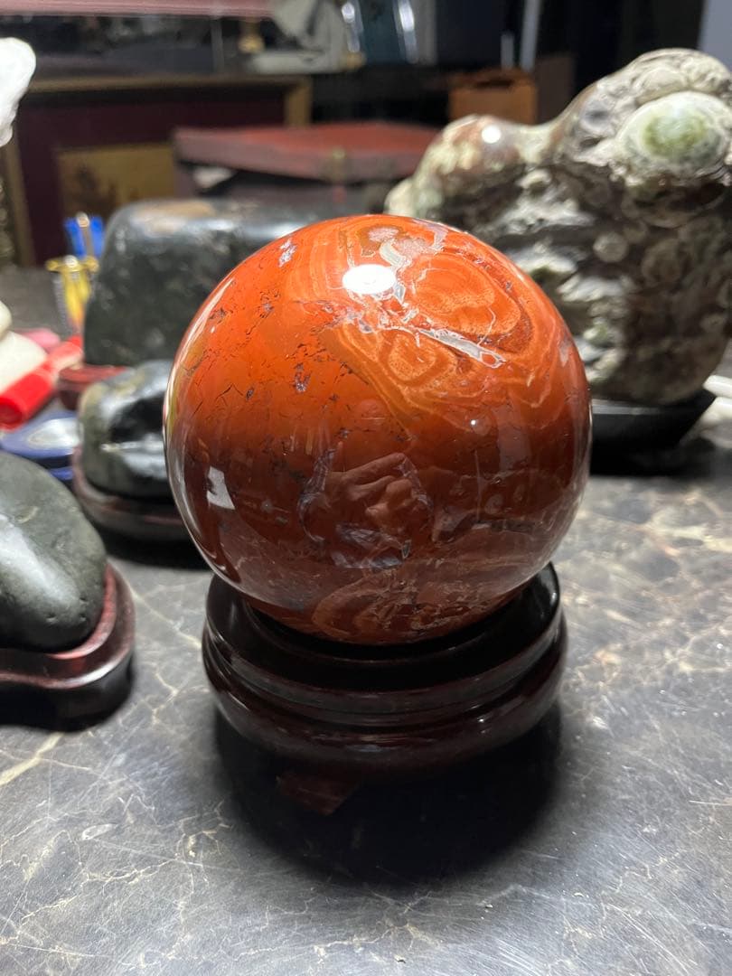 佐渡赤玉石、11センチ赤玉石球体、鑑賞石 パワーストーン、水石、日本三大銘石