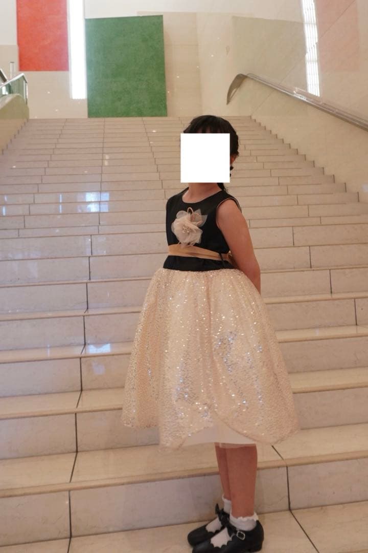 Drescco ドレスコ　ゴールドスパンコール レースドレス 130 フォーマル