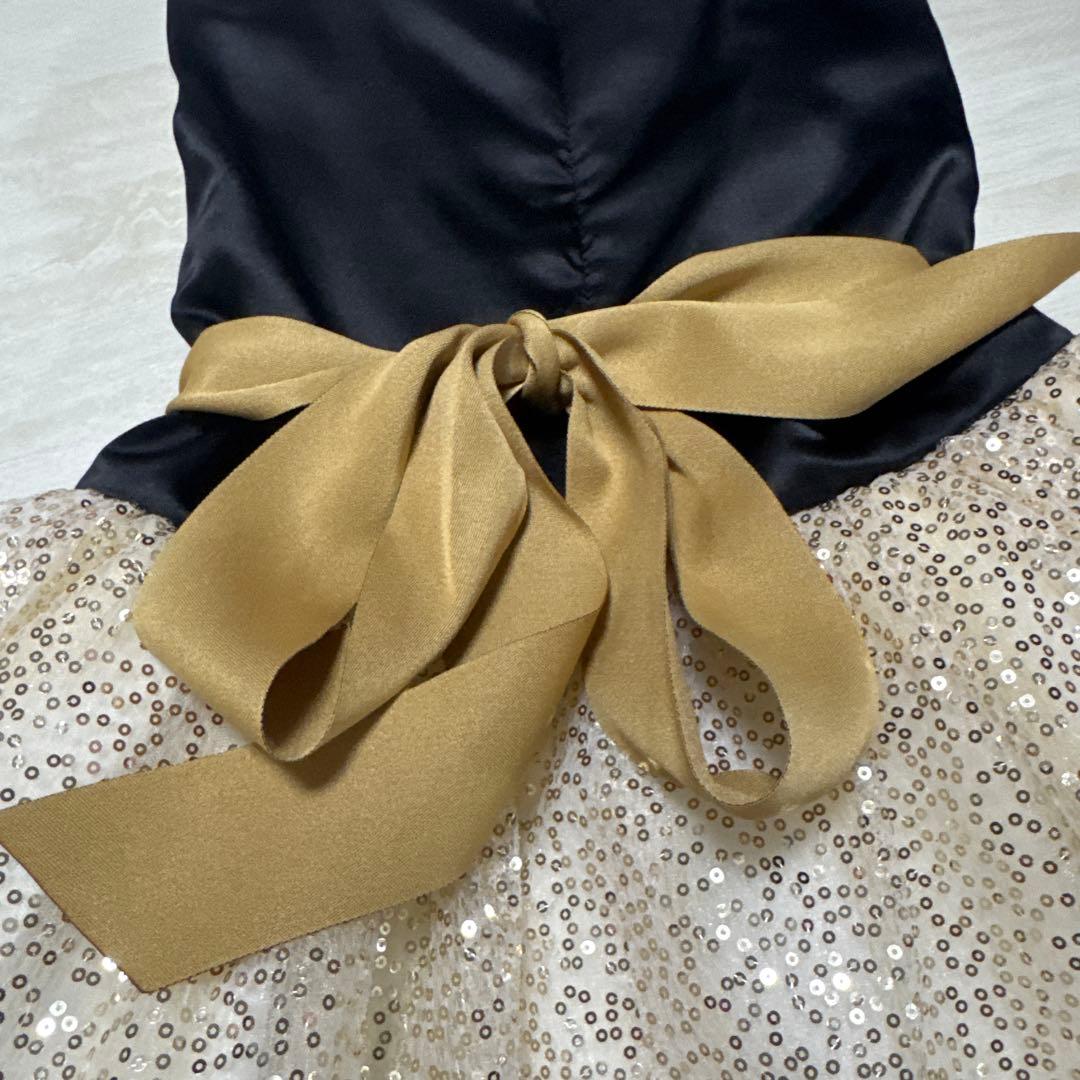 Drescco ドレスコ　ゴールドスパンコール レースドレス 130 フォーマル