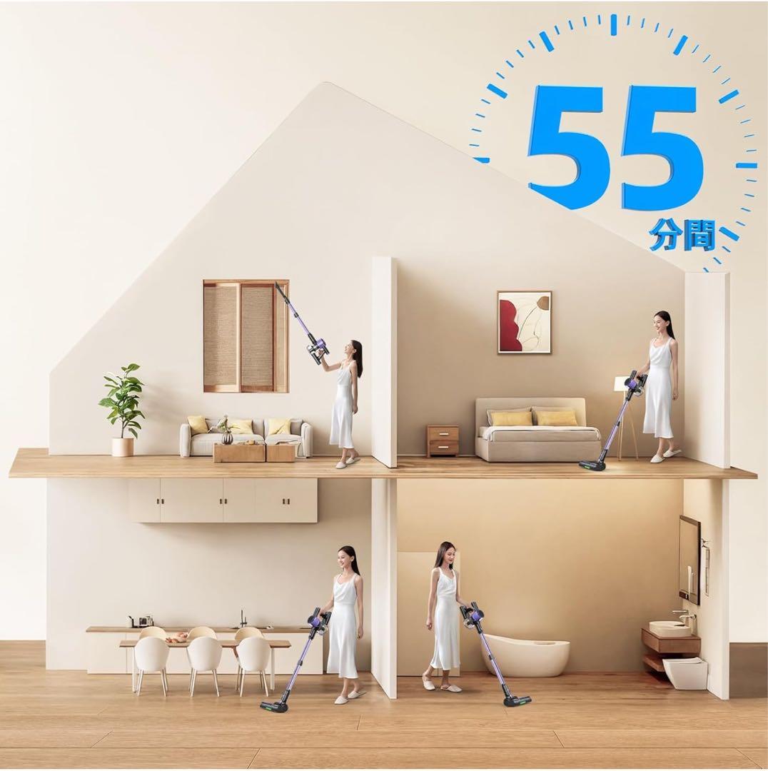 掃除機 無線 LEDライト ワイヤレス掃除機 PSE認証 70Kpa超強力吸引