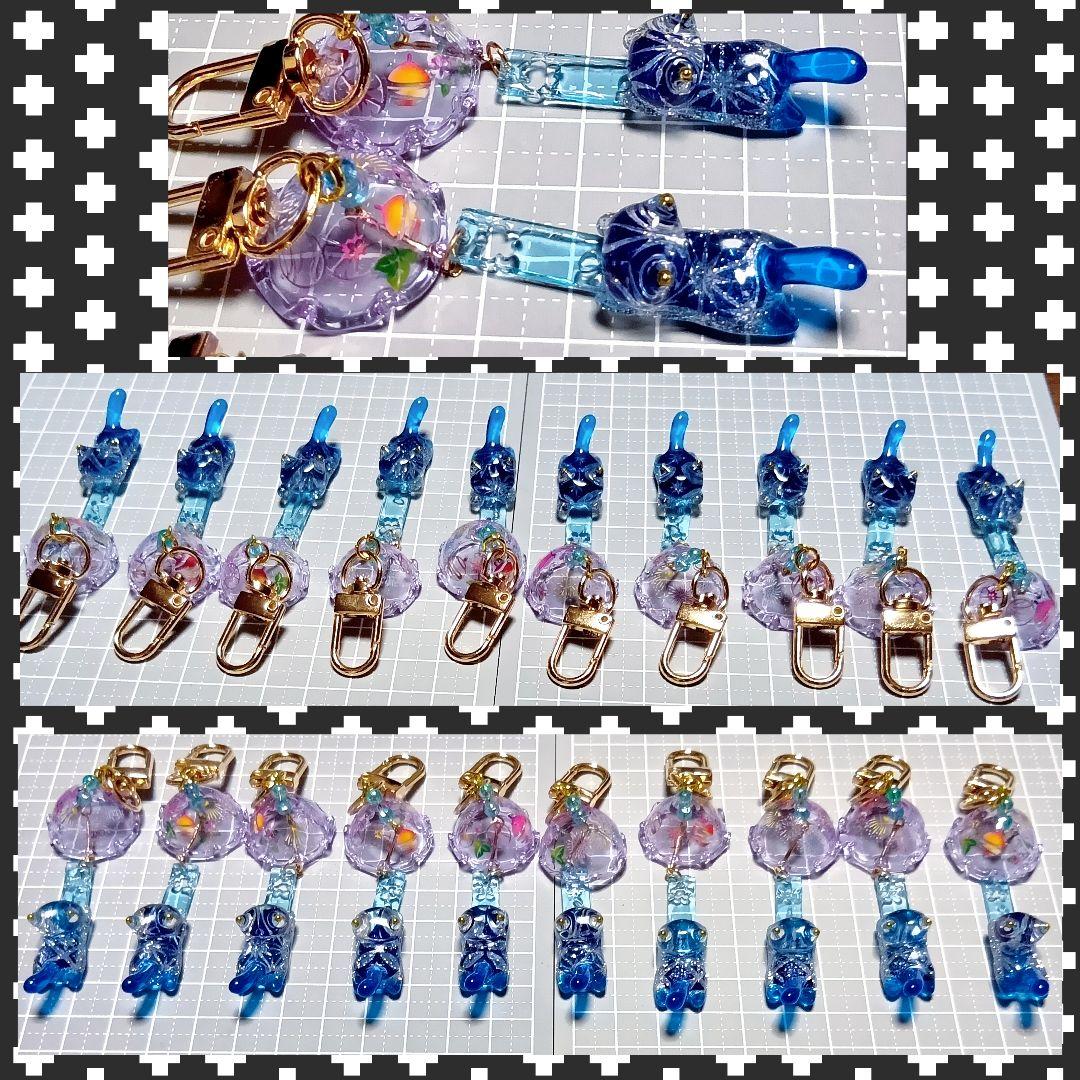 M様オーダー②　レジン猫　風鈴チャーム ハンドメイド　キーホルダー　ミニチュア