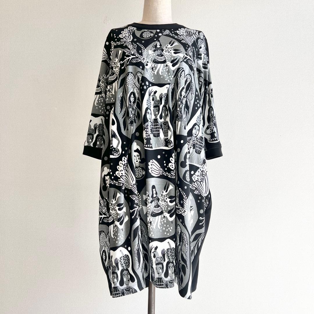 TOKUKO 1erVol トクコ 総柄 チュニック ブラック NA30