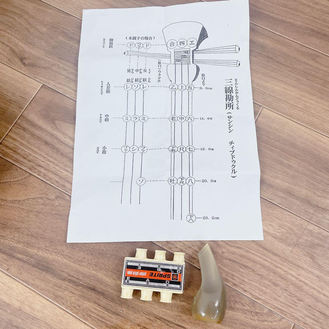 沖縄 三線 へび皮 ケース付き 撥 沖縄 民謡