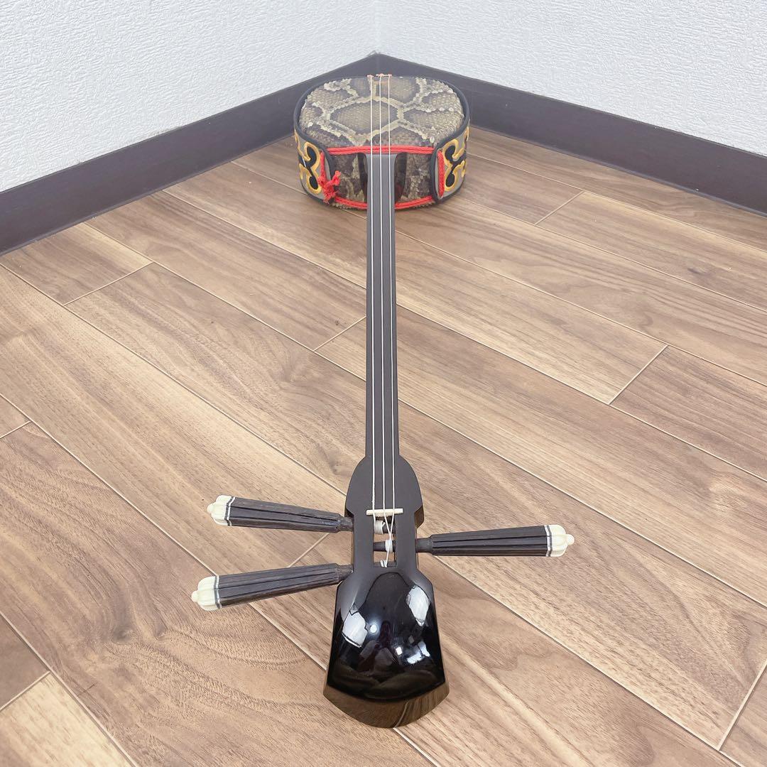 沖縄 三線 へび皮 ケース付き 撥 沖縄 民謡