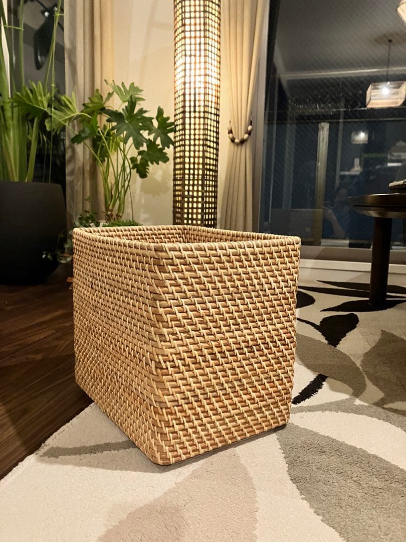 無印良品 重なるラタン長方形バスケット・特大 6個セット！