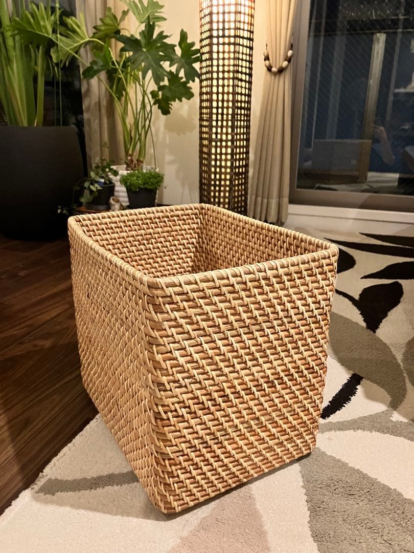 無印良品 重なるラタン長方形バスケット・特大 6個セット！