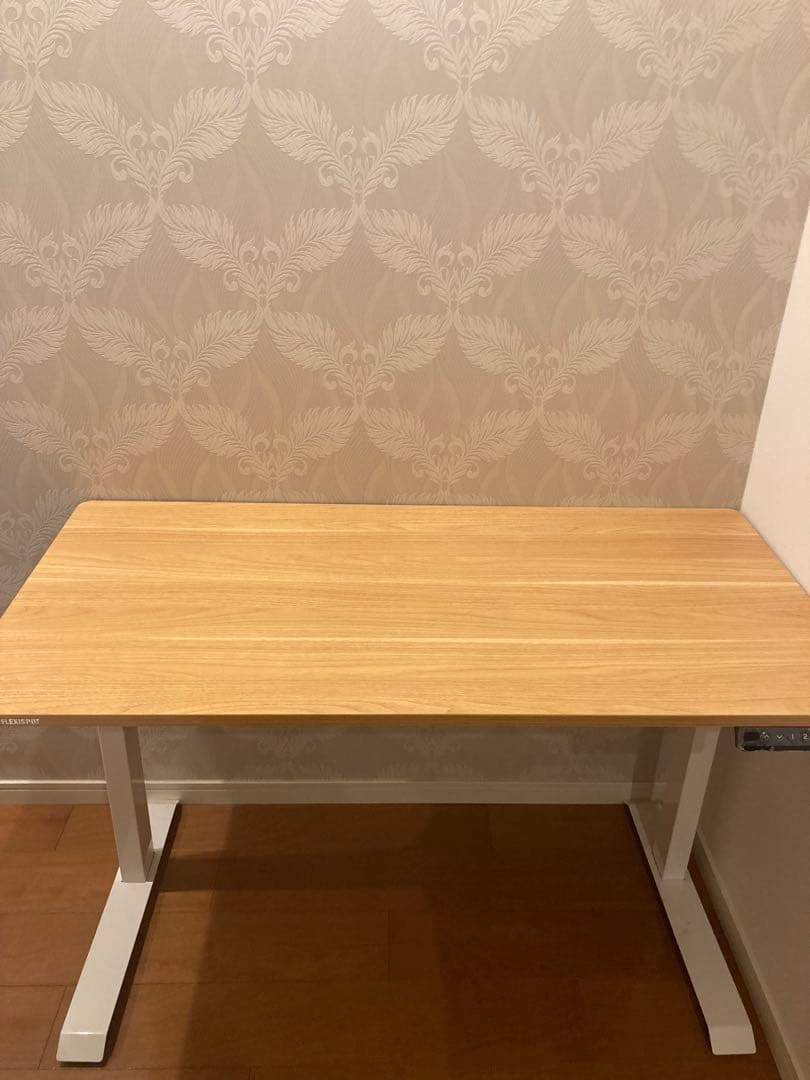 電動昇降式デスク　Flexi Spot E9（脚ホワイト+天板メープル）