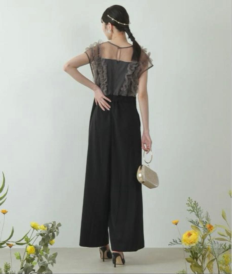 ボリュームチュールハイウエストパーティードレス M ブラック