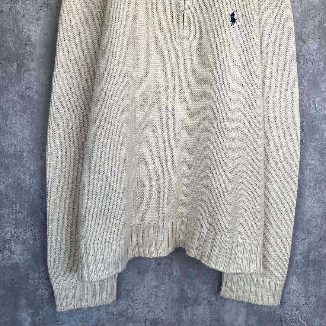 【ビンテージ】ポロ ラルフローレン ハーフジップ コットンセーター ニット 古着