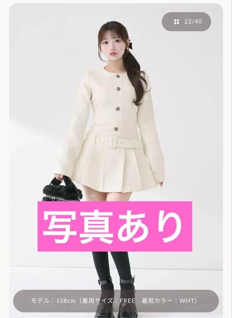 う*ゆ様 ボックスプリーツツイードミニワンピース　Darich ダーリッチ　ホワ