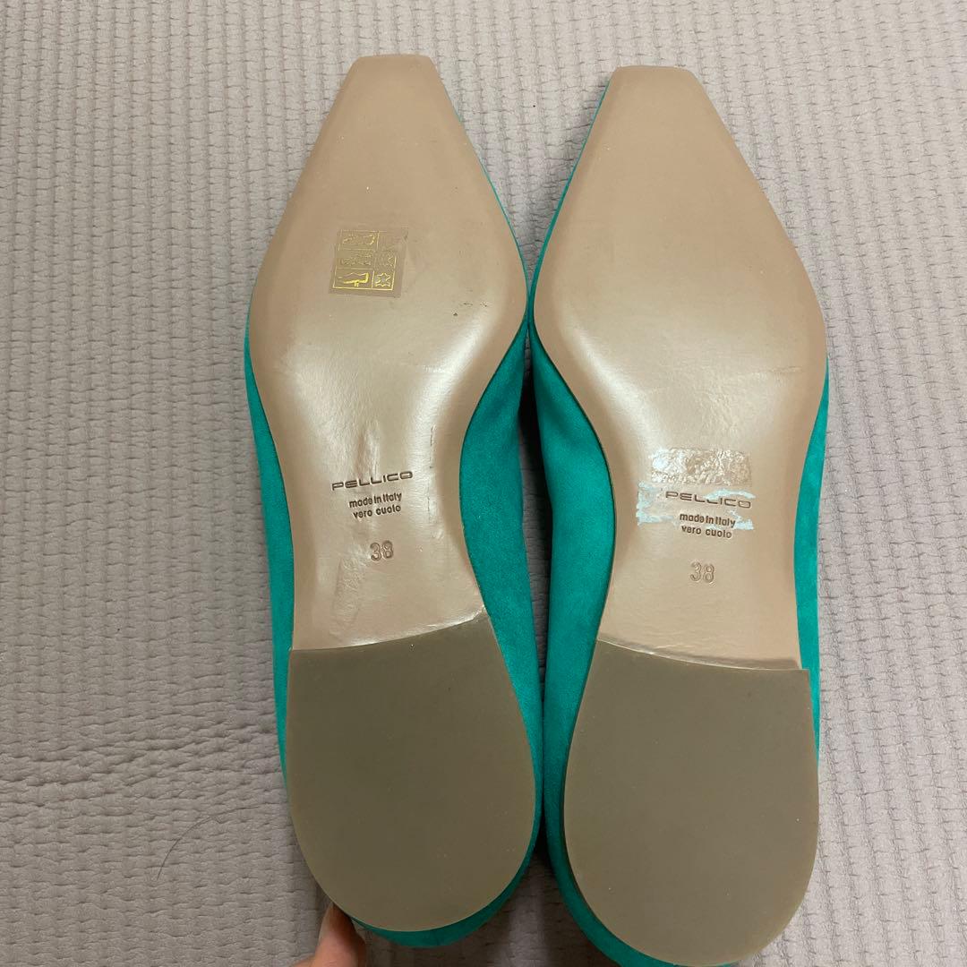 PELLICO プレートフラットパンプス グリーン