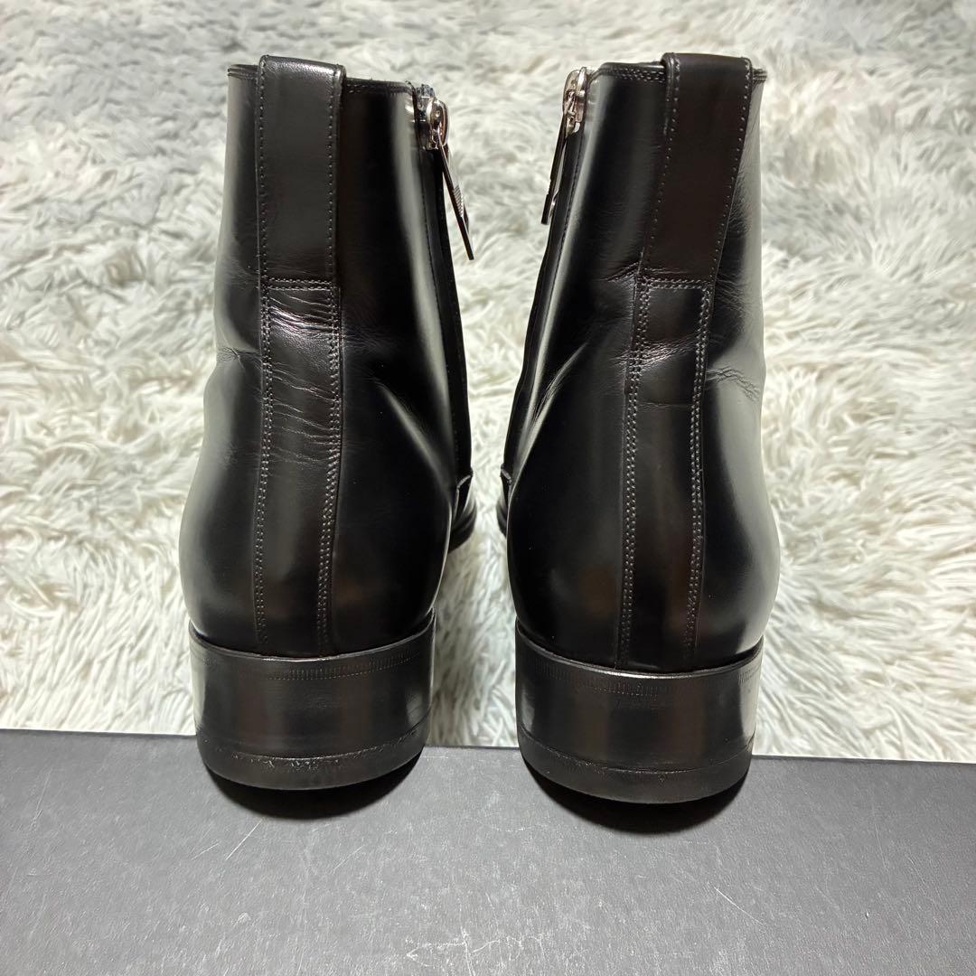 【美品】Dior HOMME 本革 サイドジップ ショートブーツ BLACK