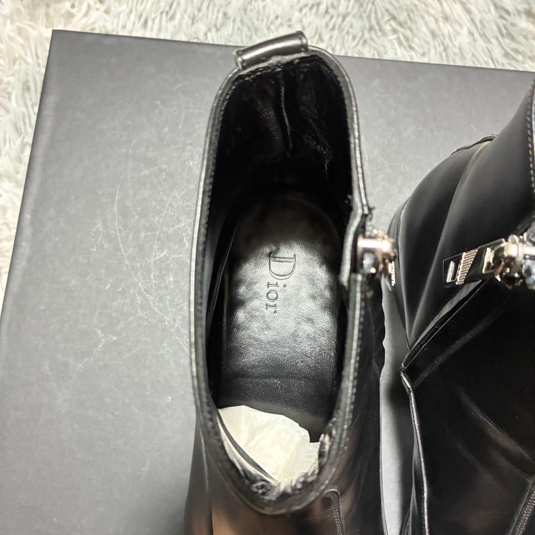【美品】Dior HOMME 本革 サイドジップ ショートブーツ BLACK