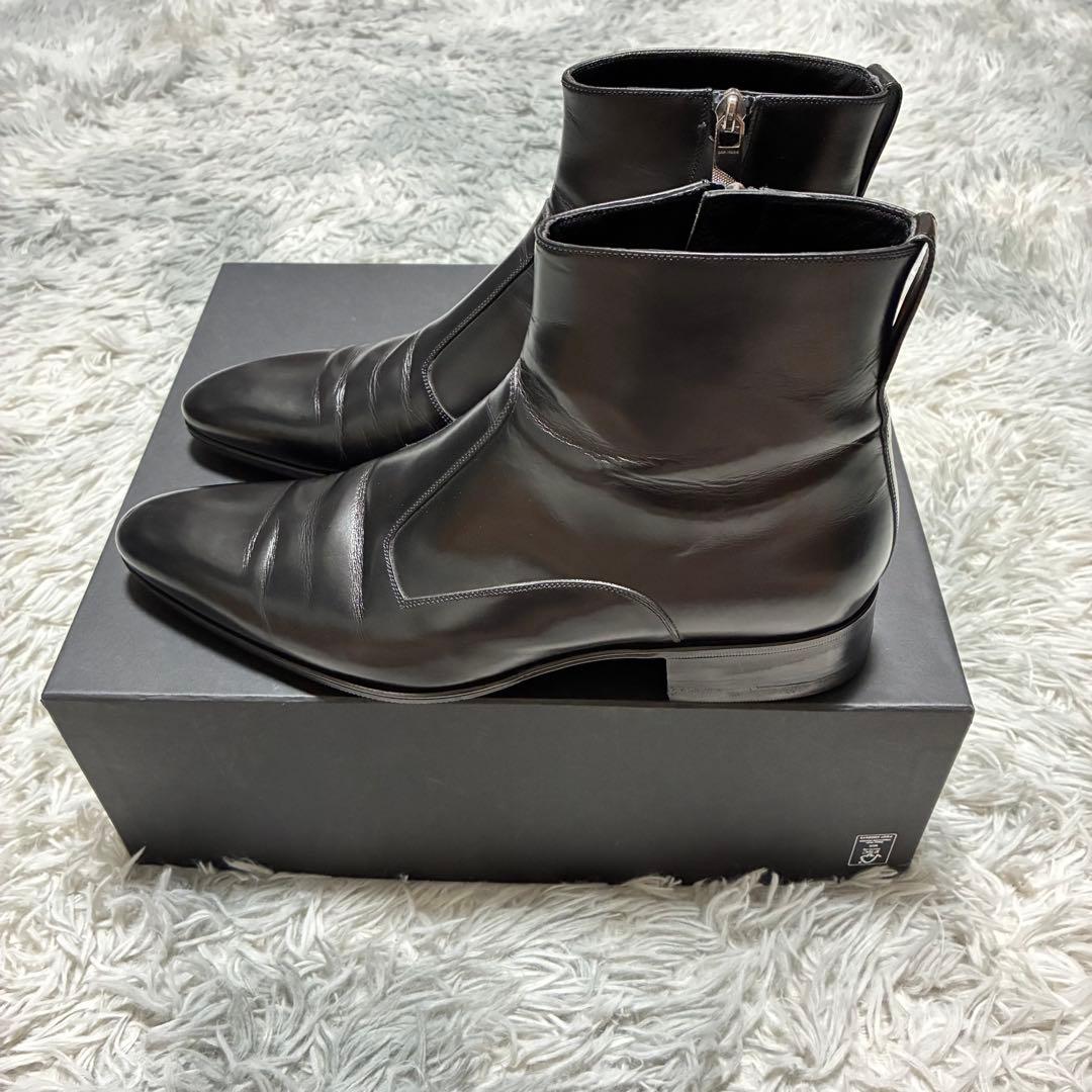 【美品】Dior HOMME 本革 サイドジップ ショートブーツ BLACK