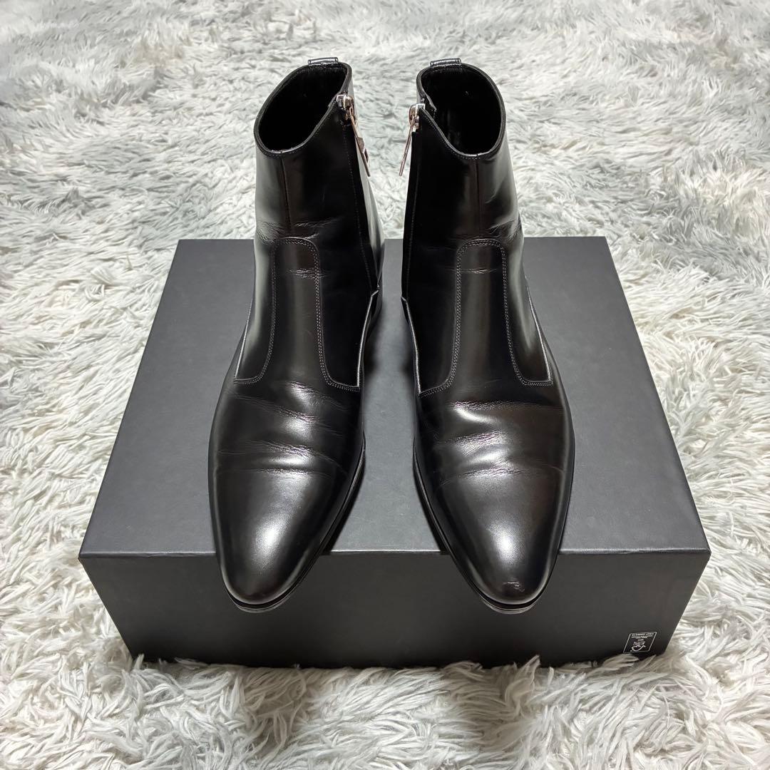 【美品】Dior HOMME 本革 サイドジップ ショートブーツ BLACK