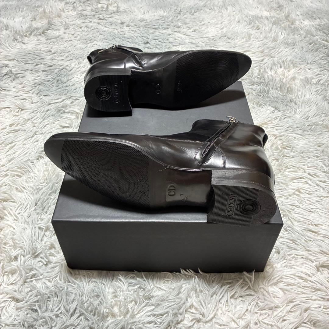 【美品】Dior HOMME 本革 サイドジップ ショートブーツ BLACK