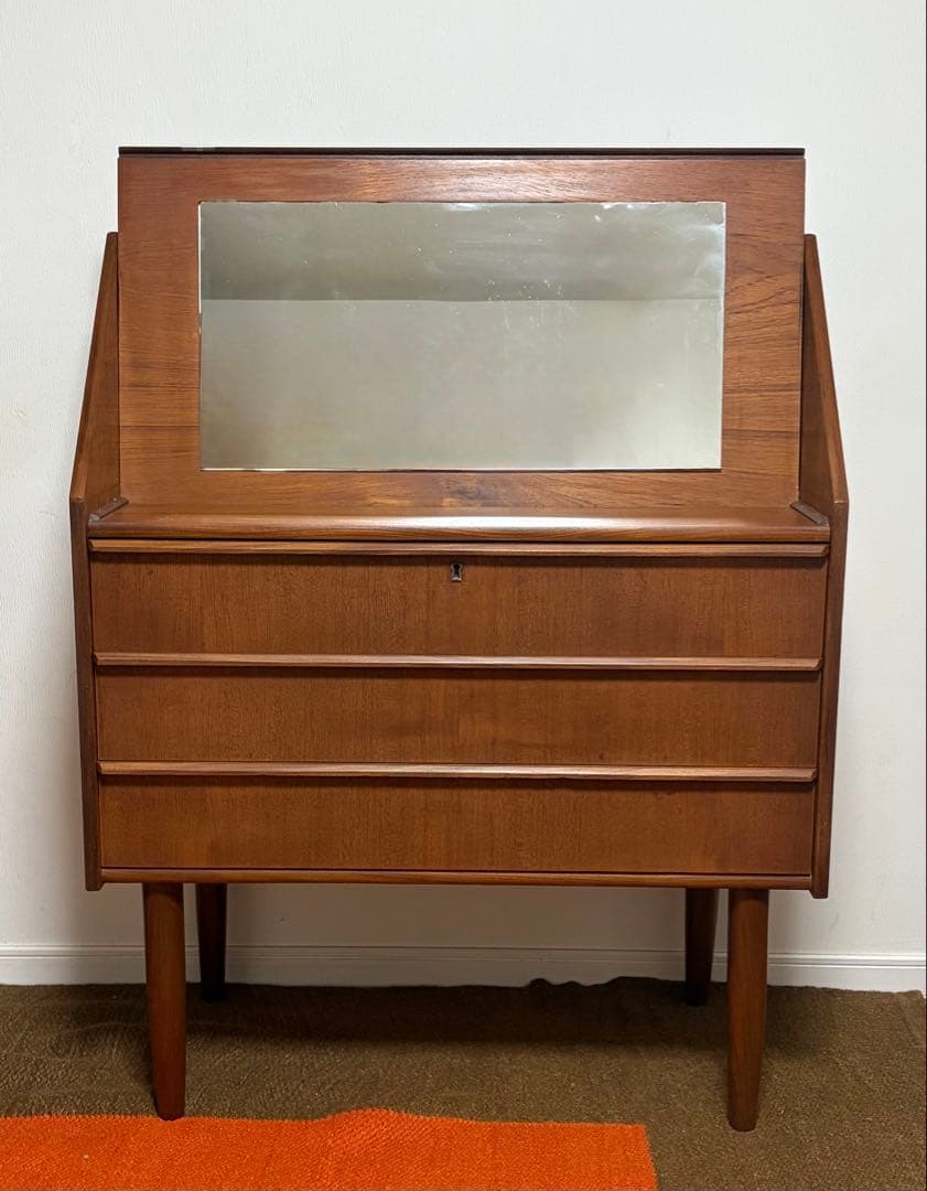 北欧家具ミラー付きライティングビューロ　デンマーク　チーク