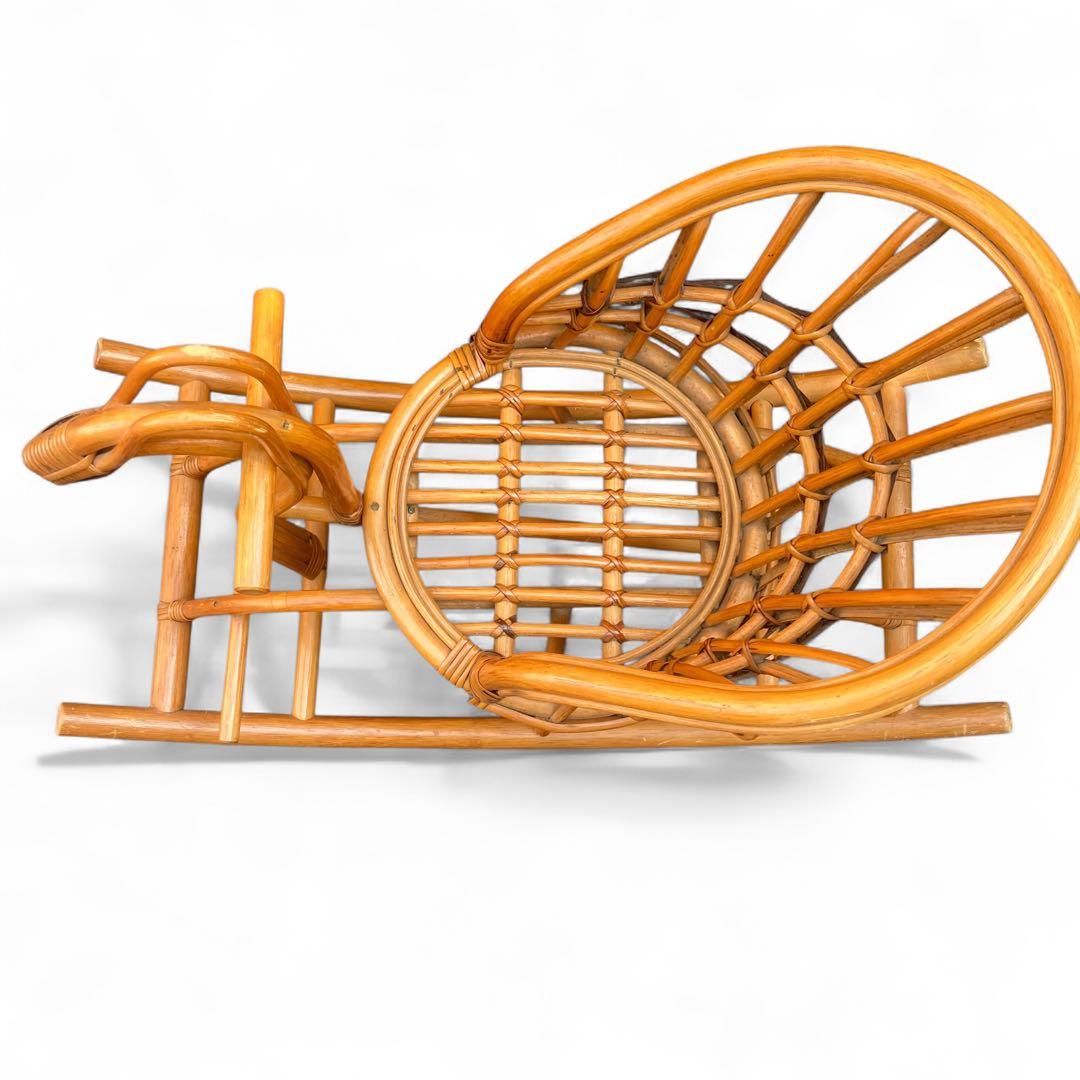 ラタン木馬　馬型　ロッキングチェア 背もたれ