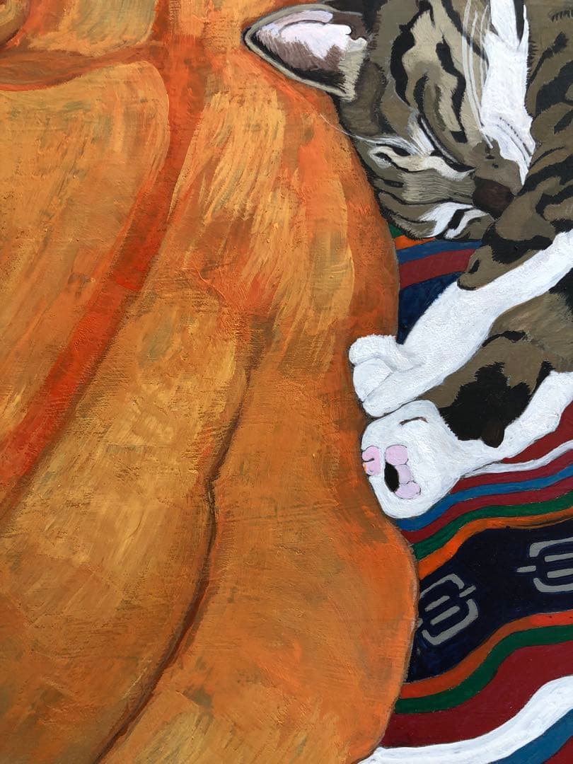 「寝っころがる猫」額縁入り（原画）