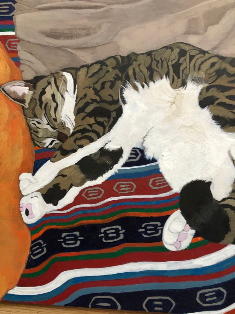 「寝っころがる猫」額縁入り（原画）