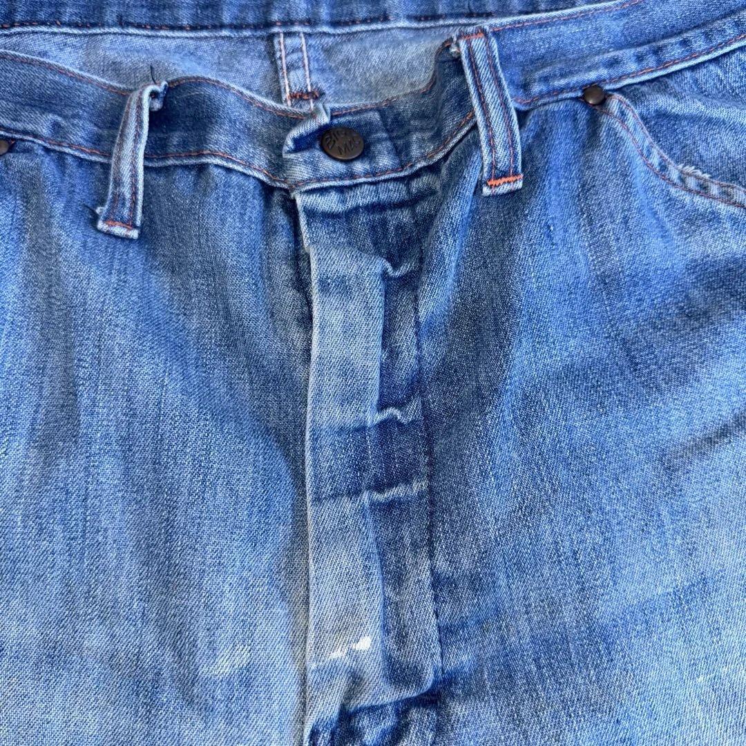 ライトブルー ワークパンツ ダメージ加工