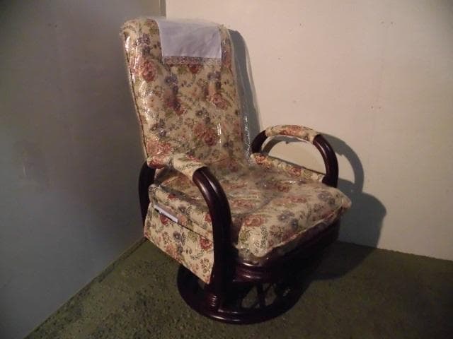 アウトレット【送料無料】高級ラタンギア式リクライニング回転座椅子【ハイタイプ】