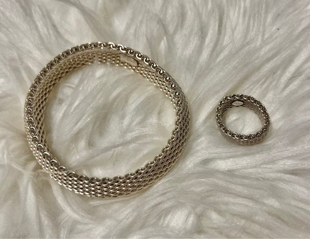 Tiffany ティファニー サマセットメッシュバングル リング ブレスレット