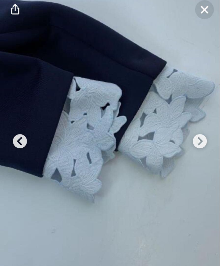 セルフォード CELFORDネイビー フラワーレース襟 長袖ワンピース 卒入学