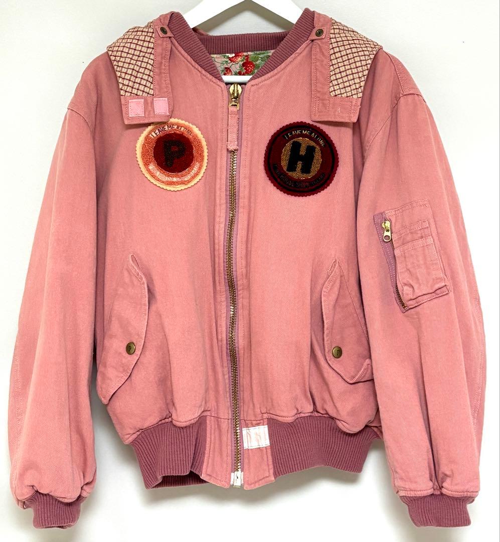 ピンクハウス　イチゴ柄ブルゾン ピンク　ワッペン