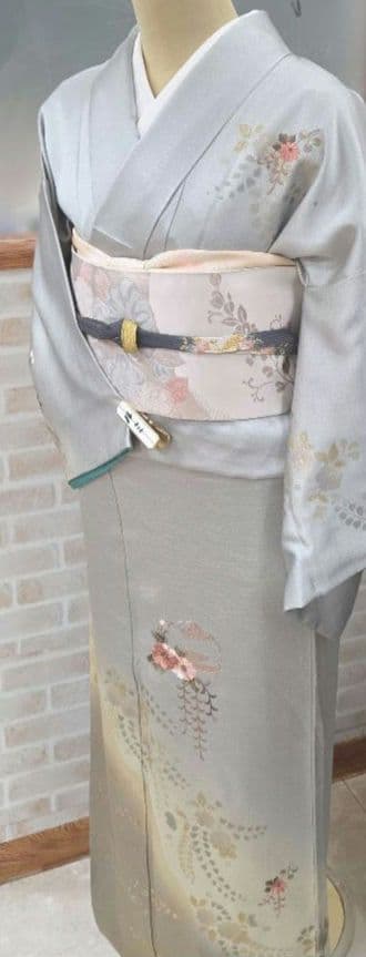 辻ケ花スワトウ付け下げ訪問着4点フルセット、着物、袋帯、帯締め、帯揚げ