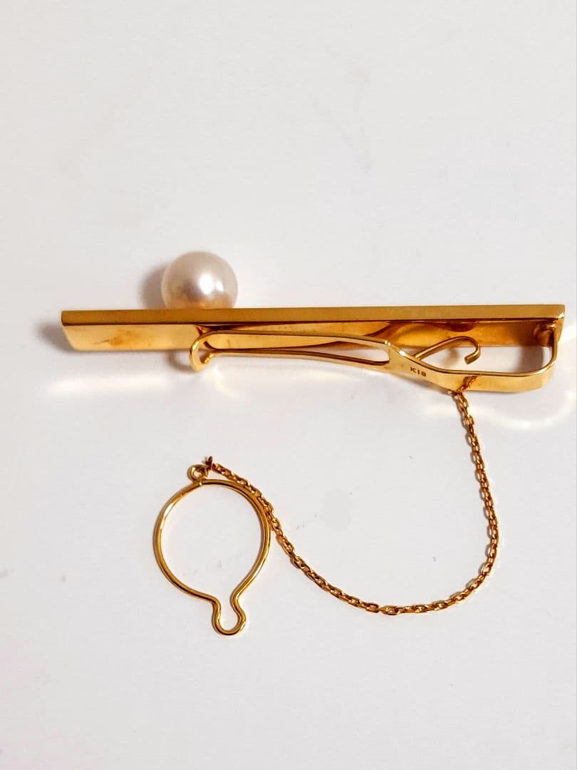 K18 Tokumaru Pearl 真珠付きネクタイピン 4.9g
