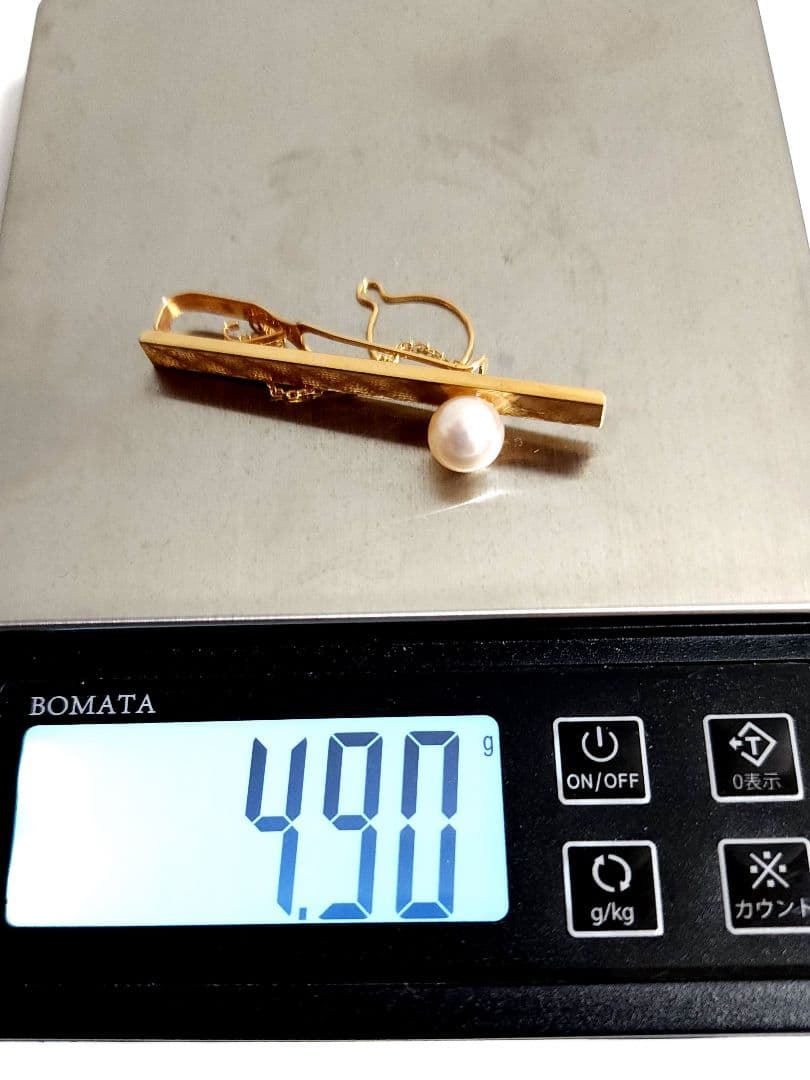 K18 Tokumaru Pearl 真珠付きネクタイピン 4.9g