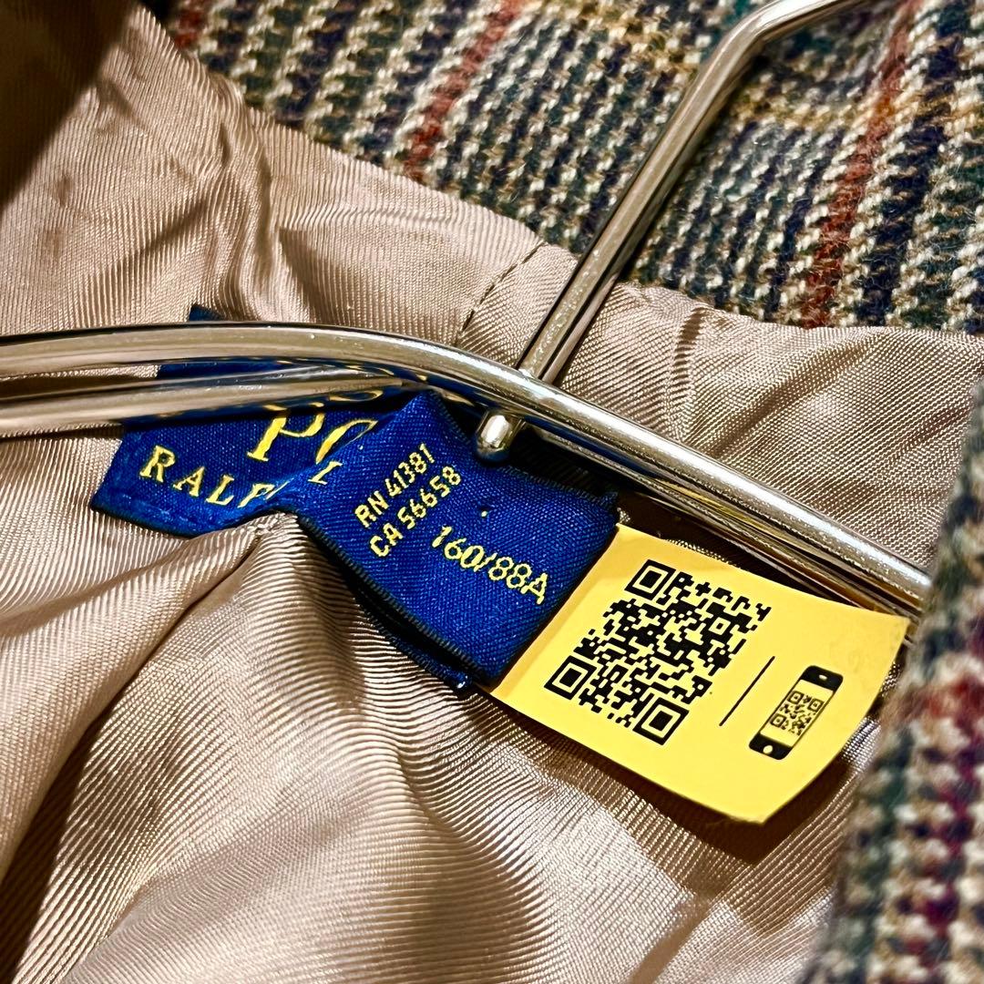 【現行タグ】ポロラルフローレン　グレンチェックウールブレンドブレザー　M