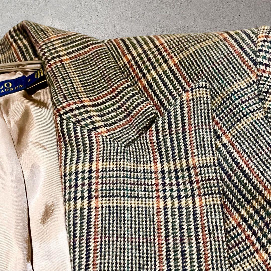 【現行タグ】ポロラルフローレン　グレンチェックウールブレンドブレザー　M