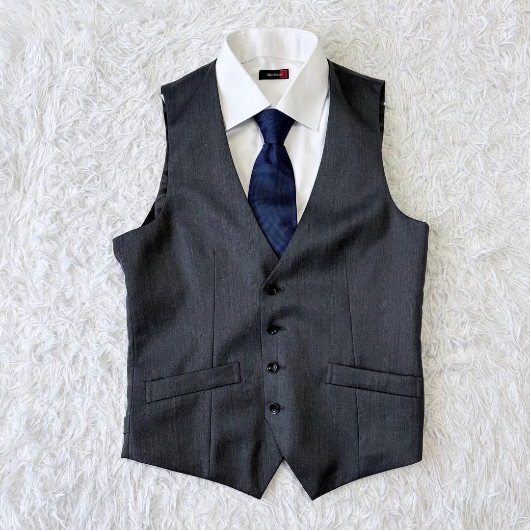 3ピース✨シルク混✨SUIT SELECT セットアップスーツ グレー Y5