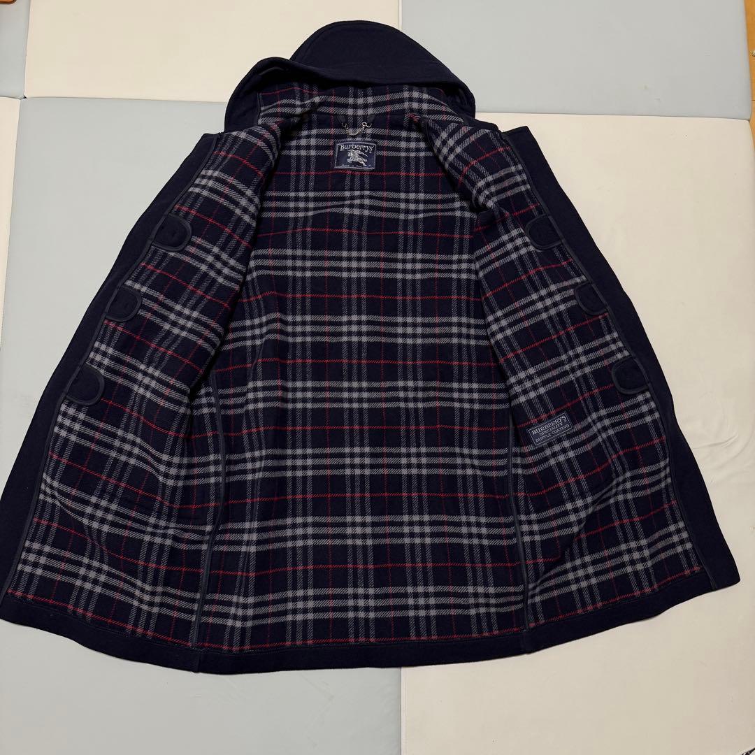 バーバリー ノバチェック ウール ロング ダッフルコート ネイビー 大きいサイズ